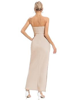 Amazon.com: JLCNCUE Women's Tube Strapless Maxi Dress Side