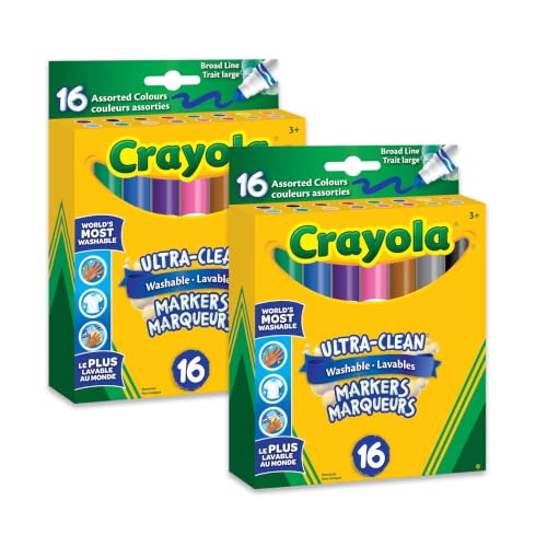 Crayola Ultra-Clean Washable Broad Line Markers (2 Boxes), Bulk Classroom Markers for Kids, 16 Colours, Teacher Must Haves Wishlist, Bulk School Supplies view 2
