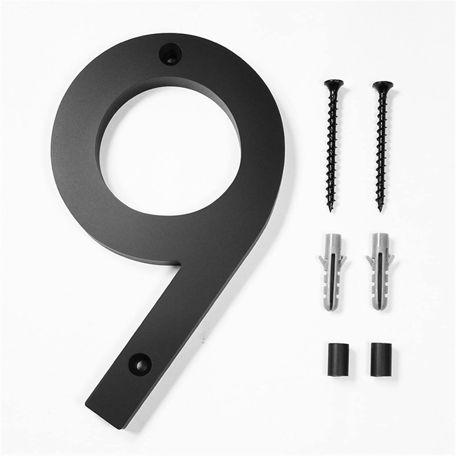 House Number 152mm Floating House Numbers Outdoor Street Address Sign Plates 6” Big Black Acrylic Door Numbers for Apartment Yard Mailbox 0-9 (Color : Number 2) (Number 9)