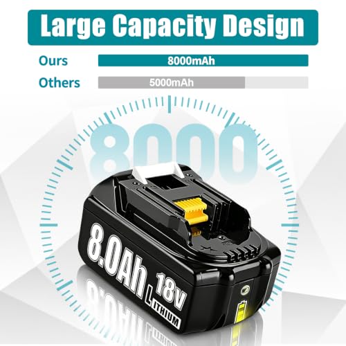 Image of 4PACK 18V 8000Ah Lithium Ion Replacement for Makita Battery | BL1830 BL1850 BL1860 BL1820 BL1845 BL1825 BL1835 BL1840 Compatible with Makita 18V Battery