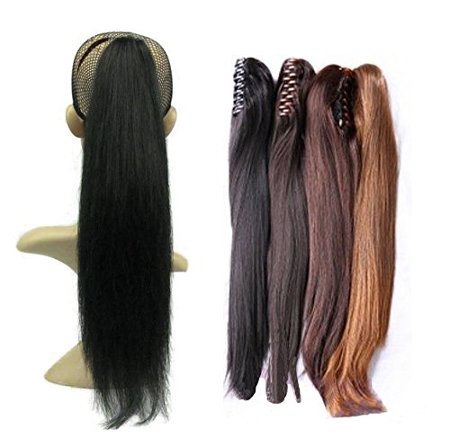 Remeehi Straight Hairpieces Jaw Claw Clip Ponytail Extensions 100% Real Human Hair 155g 28