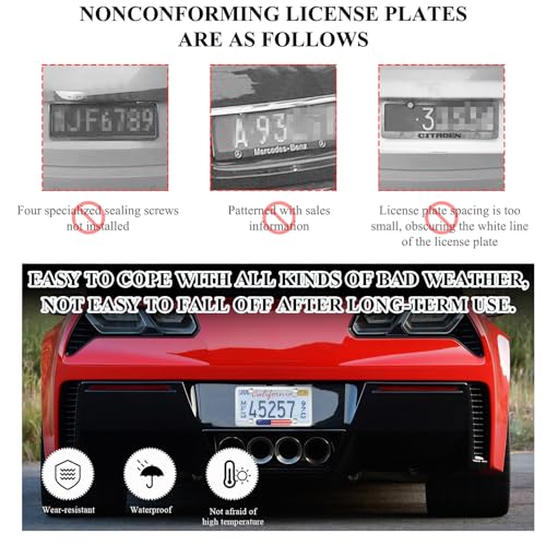 Image of 2 PCS Flag License Plate Frame, American Flag Patriotic Stainless Steel Auto Plate Cover, Vintage US Rust-Proof Vehicle License Plate Holder, Universal Car Accessories (White&Colorful)