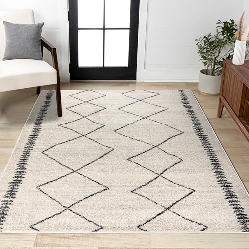 JONATHAN Y Zaina Moroccan Beni Souk Cream/Black Indoor Area Rug