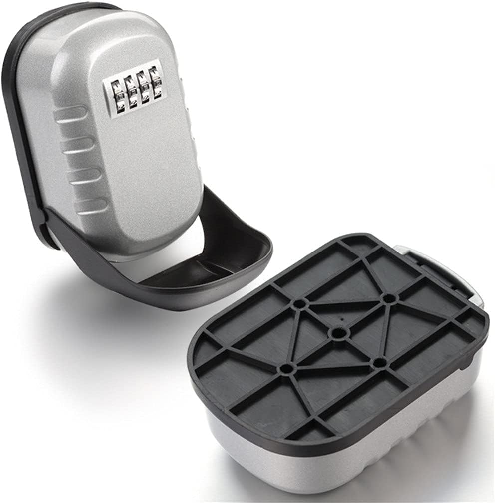 JSEIAJB Wall Mounted Outdoor Key Storage Lock Box Push-Button Combination Password Key Safe Box Resettable Code Key Holder(White-Fruit peach5)