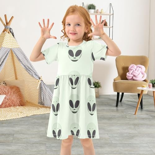Girls Summer Dresses Short Sleeve Swing Casual Ruffle Dresses for Kids Girls4