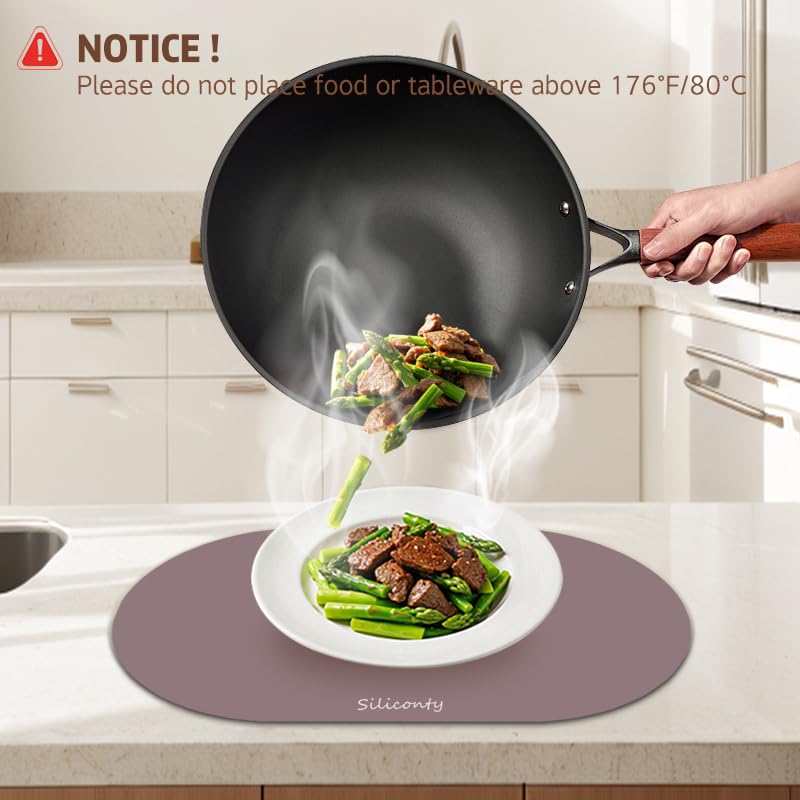 Tovagliette Silicone Impermeabili e Antiscivolo Siliconty, Set di 4 Ovali Termoisolanti, Tovagliette Colazione, Termoisolanti e Facili da Pulire, 43x30 cm (cameo brown 4 pcs)