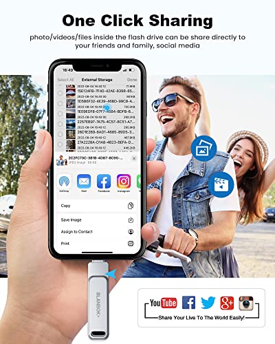 Blanbok+ BLA-006 Mfi Certified 128Gb Photo Stick For Iphone Flash Drive,Usb Memory Stick Thumb Drives High Speed Usb Stick External Storage Compatible thumb #3