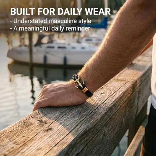 Pulsera para hombre con ancla y caja de regalo miniatura 4