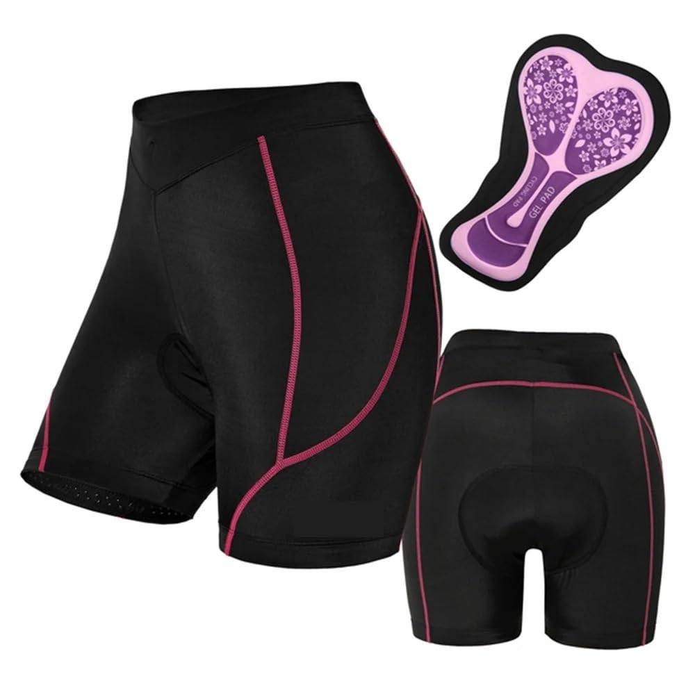 Culotte Ciclismo Mujer Pantalones Cortos de Ciclismo for Mujer, Ropa Interior Transpirable con Gel de Espuma 3D Acolchado a Prueba de Golpes for Bicicleta de Carreras y montaña(Rose,XXL)