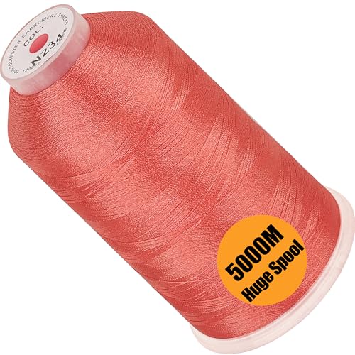 Image of New brothread - Single Huge Spool 5000M Each Polyester Embroidery Machine Thread 40WT for Commercial and Domestic Machines - Coral (Janome Color)