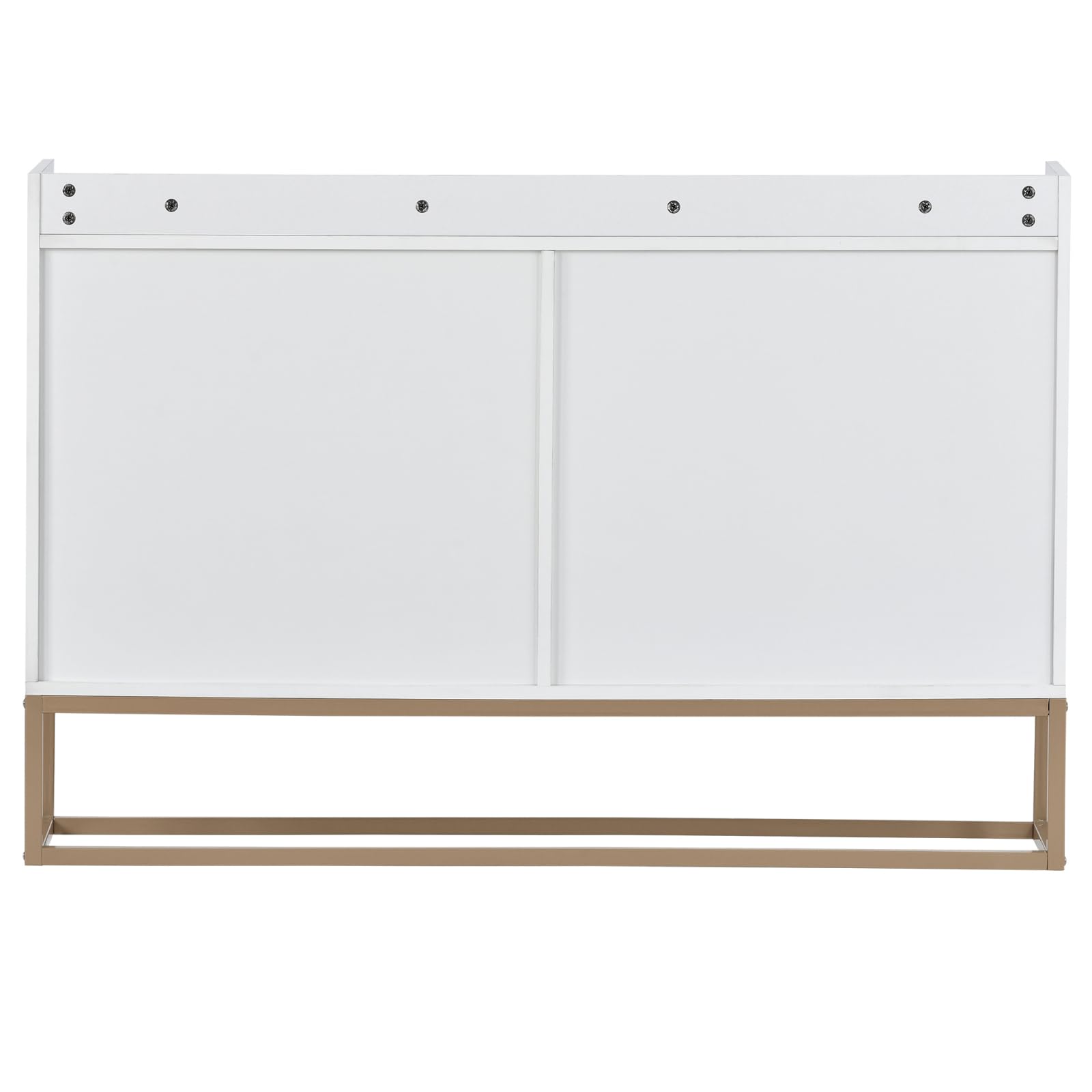 Générique Buffet, Buffet avec Pieds en métal doré, Meuble de Rangement de Style Moderne, Armoire, 4 Portes - 120 x 30 x 80 cm, pour Cuisine, Salle à Manger, Salon (Blanc)
