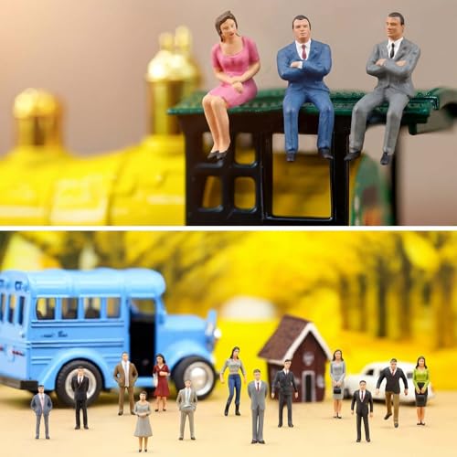 Image of Namalu 50 Pcs, 1: 75 Scale White Unpainted Mini People Figures Miniature People for Model Trains Architectural Standing and Sitting Mini Diorama Figures for Architectural Project