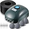 Deyoo 4 Outlets Air Pump for Ponds 59 Ft Air Tube with 4 Stones Diffuser Aeration Pump Kit for Outdoor Pond Air Pump with Check Valves for Ponds Fish Tanks Aquariums