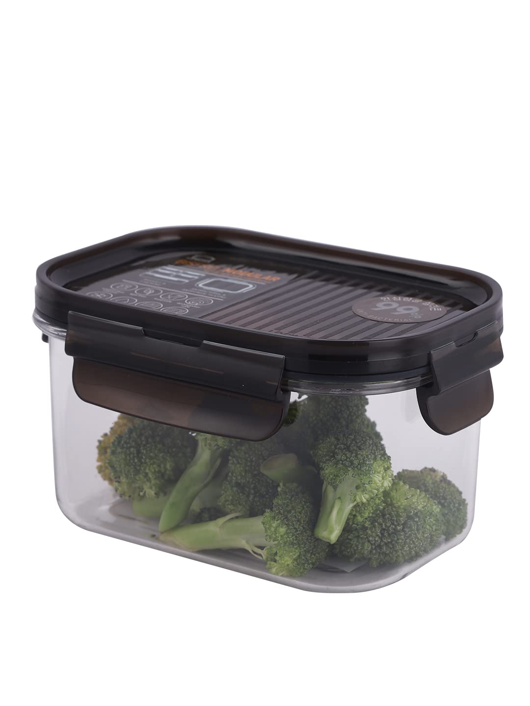 LocknLock - Modular - BPA Free Food Containers - Airtight - Stackable - Durable and Clear Tritan Plastic - Dishwasher Safe - Microwave Safe - Freezer Safe - 450ml - Black