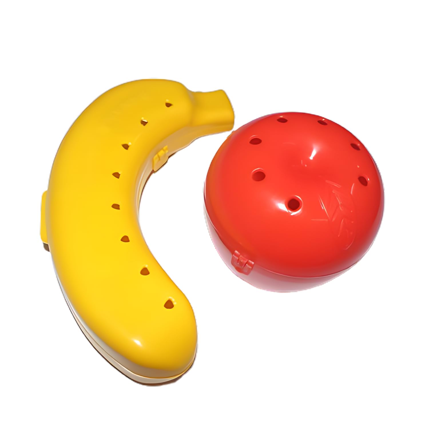PLASTOWARE Apple & Banana Case Combo Gift Pack for Kids Fruit Storage Holder Box Set for 2, Plastic, MEDIUM, Fruit-Shaped, Yellow, Red, BPA Free
