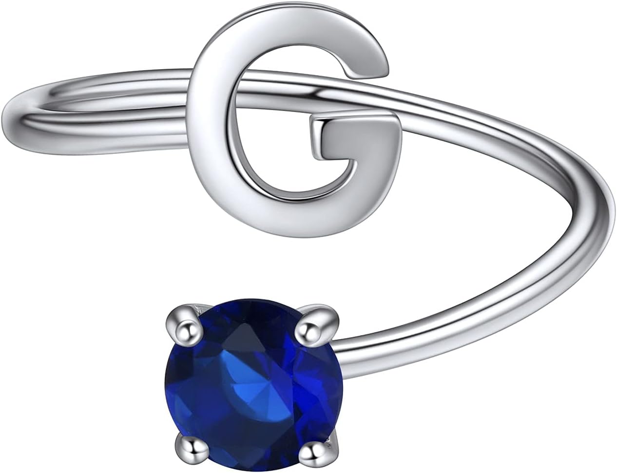 ChicSilver Personalized 925 Sterling Silver Initial Letter Ring A-Z Stackable Ring Adjustable Size 6-11