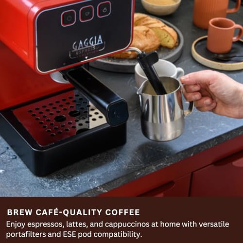 Image of Gaggia Espresso Evolution Red | PID Boiler Temperature Controller | Coffee Machine Made in Italy | Automatic Pre-Brewing | Portafilter 53 mm | Espresso Machine with Pump | American