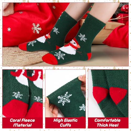 Labeol 5 Pairs Christmas Fuzzy Socks for Women Gifts,Funny Cute Cozy Fluffy Thermal Winter Warm Fuzzy Socks4