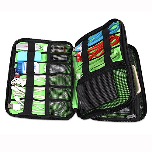 Preisvergleich Produktbild BUBM Organizer Mehrfachfunktion Tragetasche Elektronik Tasche Batterie Aufbewahrung Festplatten Kabel Case 2 Fach&Schwarz