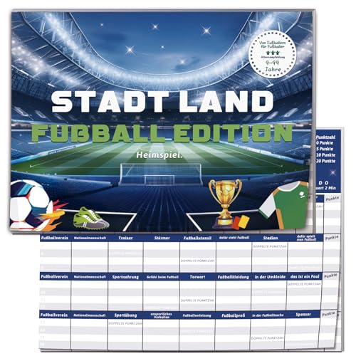 Stadt Land Fussball Spiele, Fussball Geschenke Kinder Junge ab 9 10 11 12 13 14 Jahre, Geburtstag Geschenkideen Kartenspiel, Adventskalender Füllung Teenager Junge Männer Fanartikel Activity Spiel