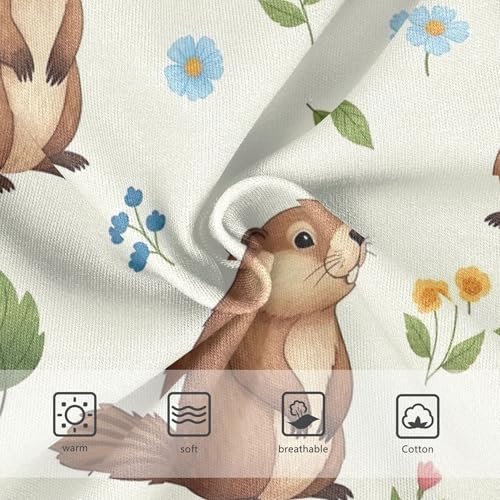 Cute Groundhogs Floral Beige Panties Little Girl Girls Underwear Toddler Cotton Cartoon Briefs Undies Kids 2t3