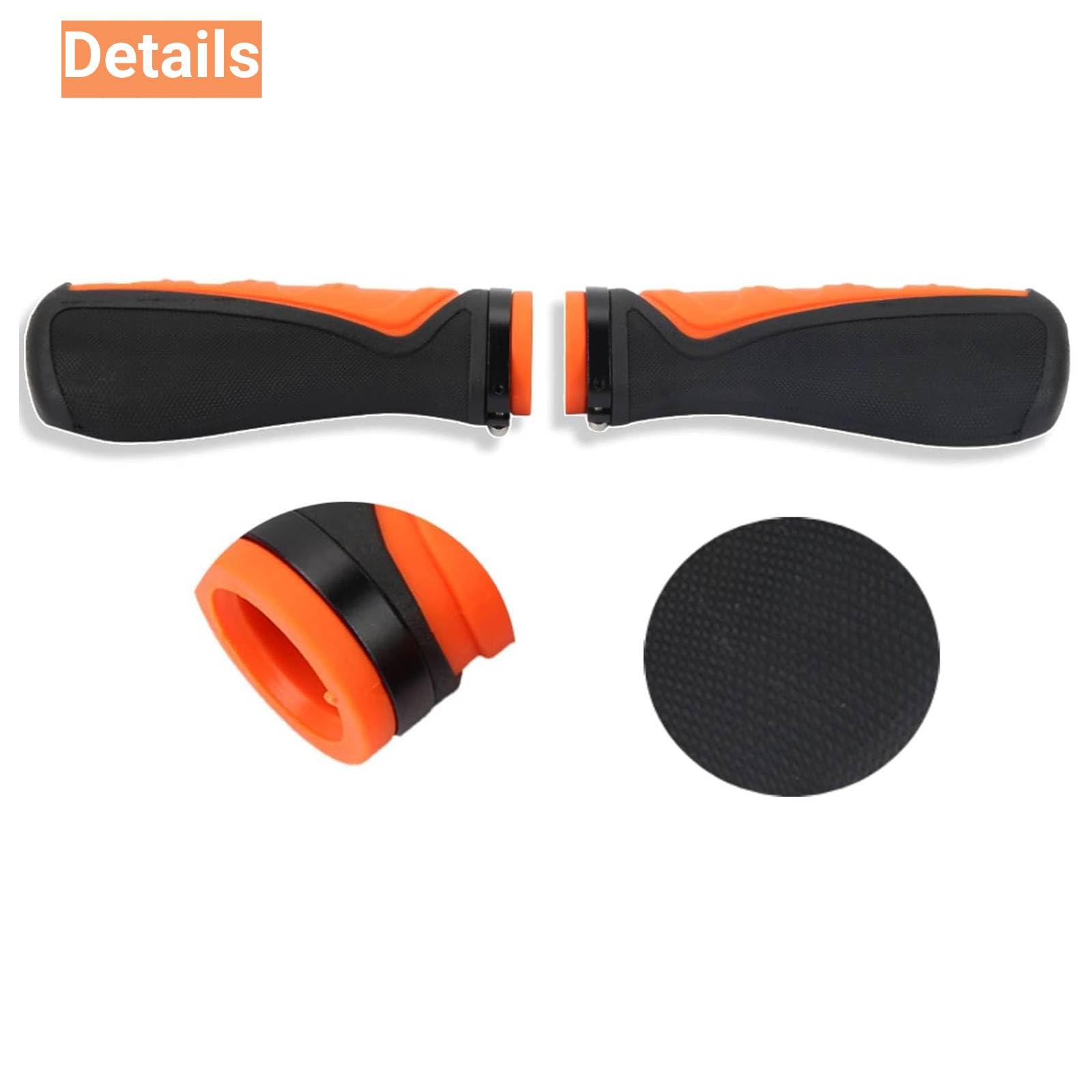Fietsstuurgrepen, oranje en zwart rubber Antislip Lock-on Ergonomisch ontwerp Mountainbikegrepen, MTB BMX Antislip stadsfietsen Handvatten, Scootergrepen Accessoires