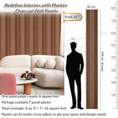 Image of Plantex Louvers Panel for Wall /8 Feet Wall Panels /3D Charcoal Panel for Interior Walls Decor - Pack of 7 Covers - 56 Sq. Ft, Size-1 Feet x 8 Feet (YD-1210)