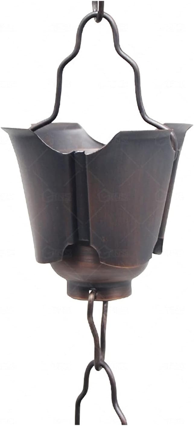 Rain Chains for Gutters Double-Layer Flower Cup Pure Copper Drainage Rain Chain Courtyard Decoration Chain Retro Courtyard Special Rain Catchers