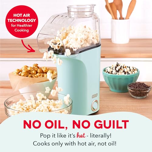 Dash Fresh Pop Popcorn Maker - Oil-Free, Air Popcorn Popper - With Measuring Cup & Recipe Guide - Perfect for Movie Nights - 16 Cups, Aqua image 5