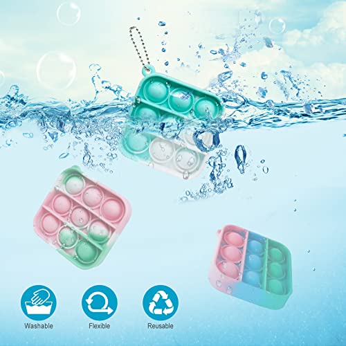Hirsrian 30 Pcs Mini Pop Fidget Toys Poppet Keyring Pack Silicone Squeeze Keychain Toys Stress Relief Bubbles Sensory Toys for Party Bag Fillers and Students Class Gifts (WJ133) - Image 3