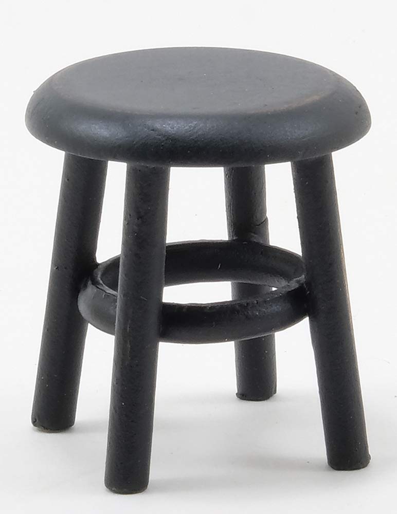 Dollhouse Miniature Small Distressed Black Stool