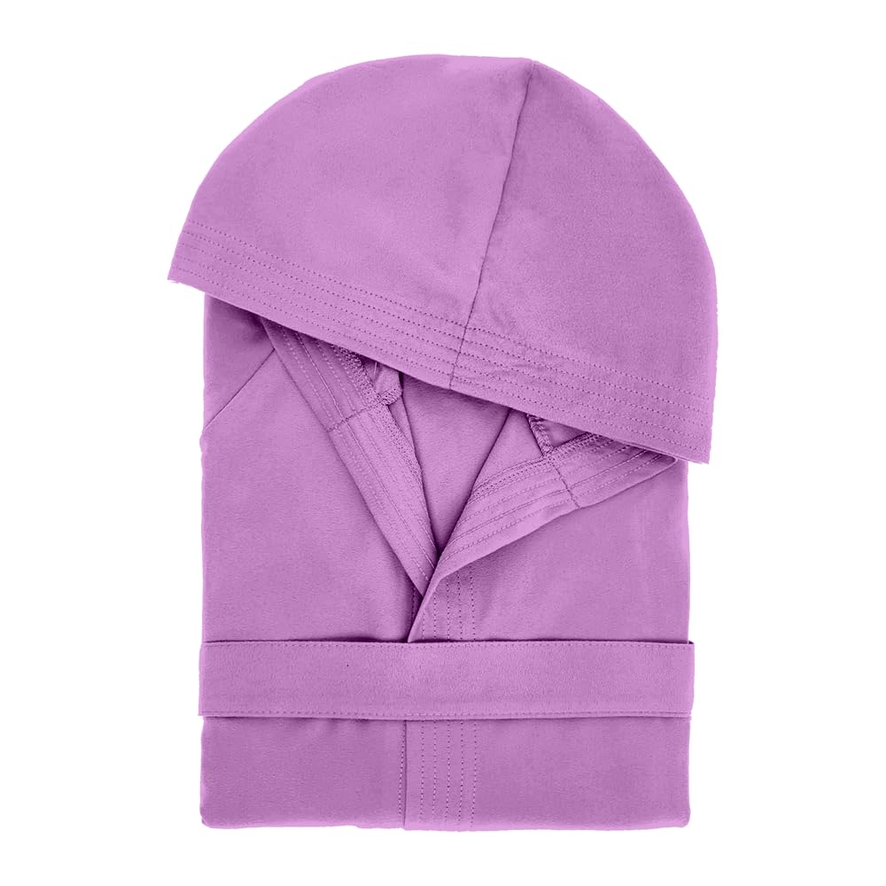 Dorian Home - Peignoir homme et femme en microfibre hypoallergénique, doux, léger, peu encombrant, absorbant à séchage rapide avec capuche, poches, ceinture passant et crochet, lavable (pas de