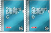 Brunnen 1067147 Notizblock/Collegeblock Dotted Premium Deckblatt, 1 Stück cyan-metallic (Packung mit 2)