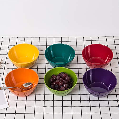 image for JINJIA 6-inch Melamine Bowls, 26-ounce Cereal Bowls Salad Bowl, set of