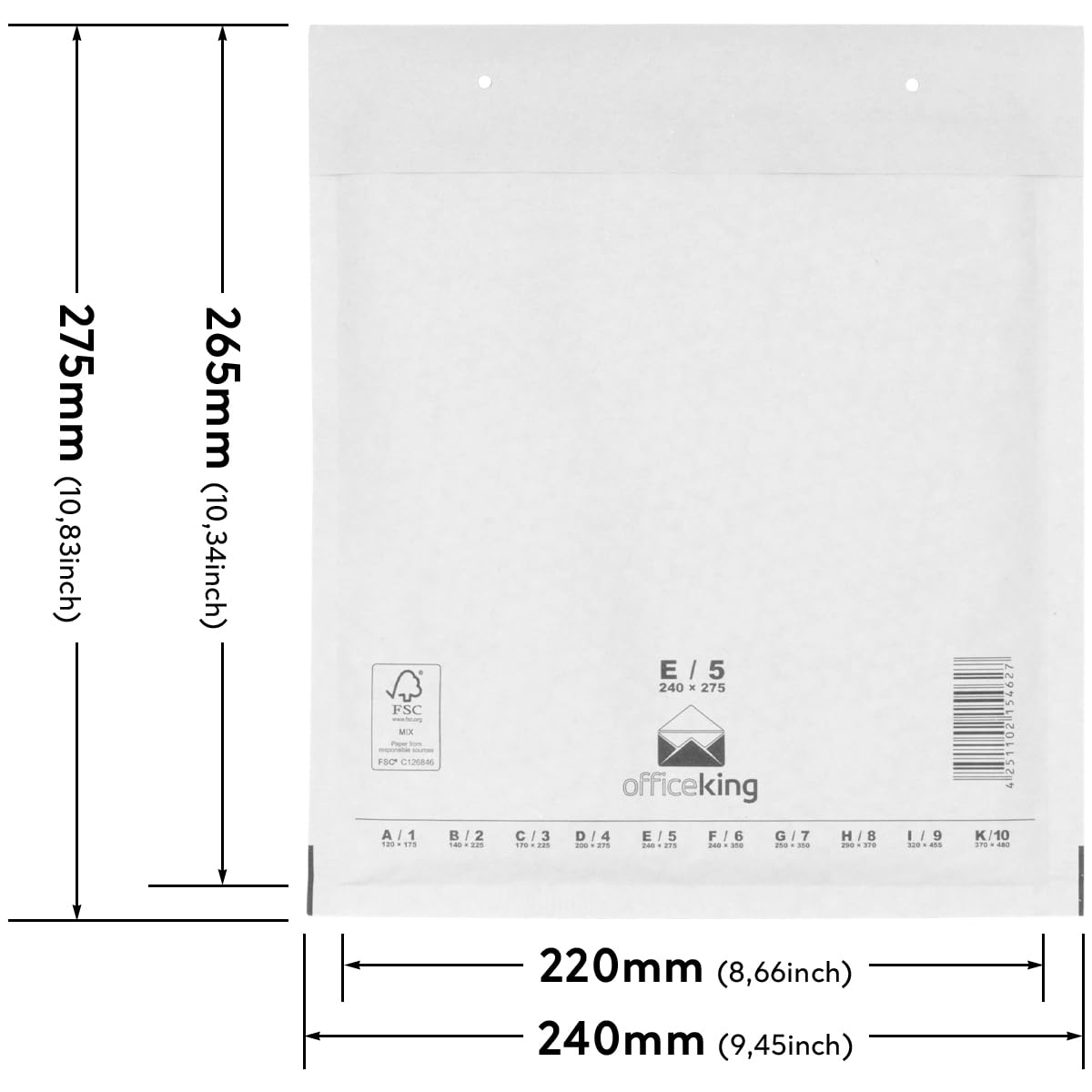 verpacking 1000 Luftpolstertaschen E5 Versandtaschen 240x275 mm weiss Luftpolsterumschlag Luftpolsterversandtaschen