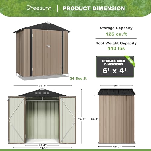 Greesum Outdoor Storage Shed 6 X 4 Ft. Utility Tool Shed Metal Storage Garden Shed With Door & Lock For Patio Storage thumb #3