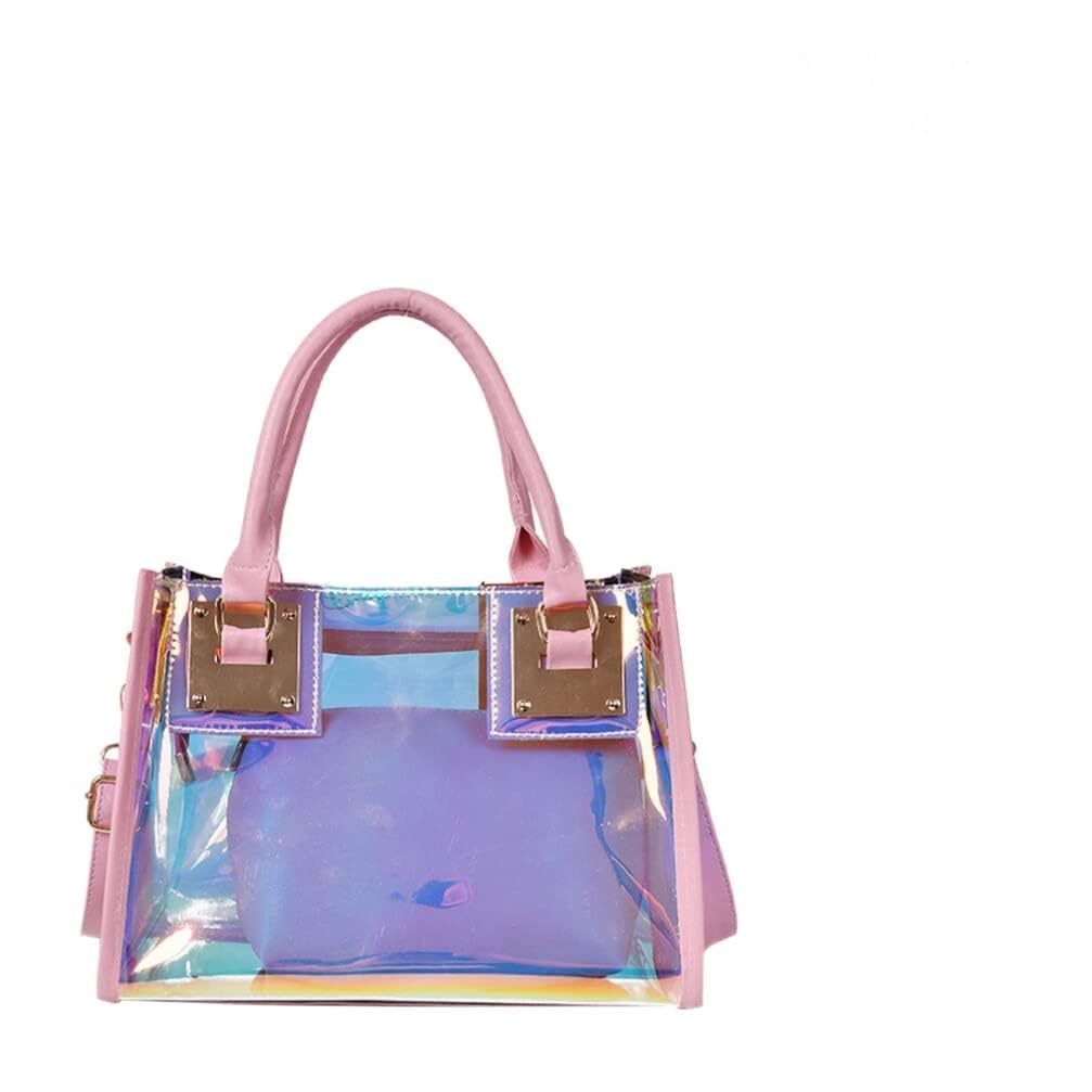 CALLARON Bolsa De Mensajero Para Mujer Bolsa Cruzada Bolso De Hombro Bolsa Cuadrada Transparente Bolsa Cuadrada De Pvc Bolso Brillante Bolsa De Mensajero Transparente Bolso Cruzado