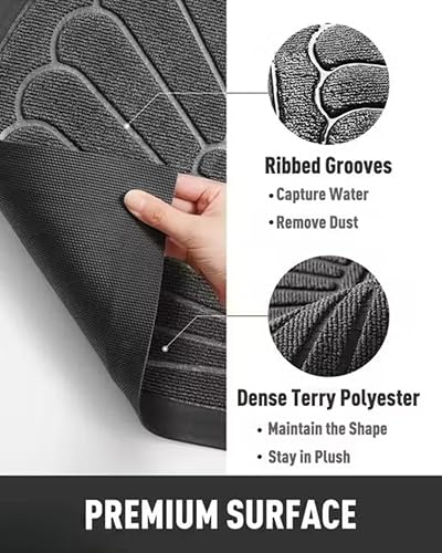 Image of EURO DECO Heavy Duty Anti-Slip Door Mat with Rubber Backing | Half Round Entrance Mat for Home & Office | 45x75 cm Long-Lasting Floor Mat (D Grey, 2'6 inch x 1'6 inch (Semicircular))