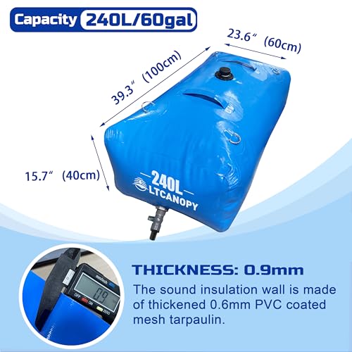 LTCANOPY 240L/60gal Foldable Water Bladder Tanks - Large-Capacity Collapsible Soft Drought-Resistant Water Bag for Fire-Fighting & Agricultural Use