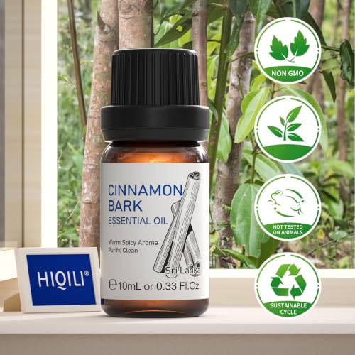 Image of HIQILI 0.33 Fl Oz Cinnamon Essential Oil for Spary, Diffuser, Garden and Kitchen - 100% Pure Natural - Indoor and Outdoor, 10 ML | Brings Mood Lifting Ambience, Gentle Household Barrier, Versatile DIY & Home Freshening -10ml / 0.33 fl oz