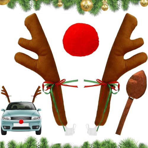 ZUSUZU Rentier Auto Set,Rentier Deko Auto,Weihnachtsdeko Auto...