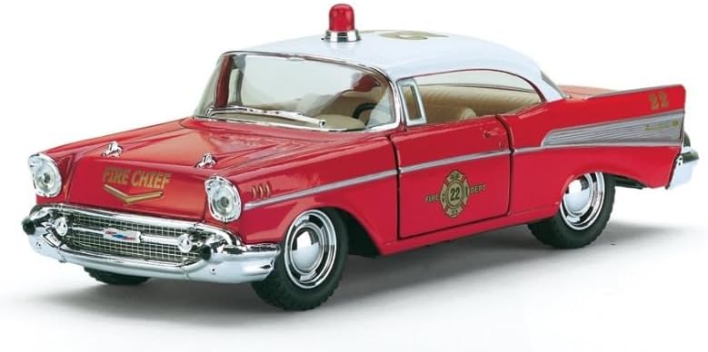 Miniatura Carrinho de Ferro Bombeiro Bel Air 1957 1/40 Coleção (Bombeiro Vermelho)