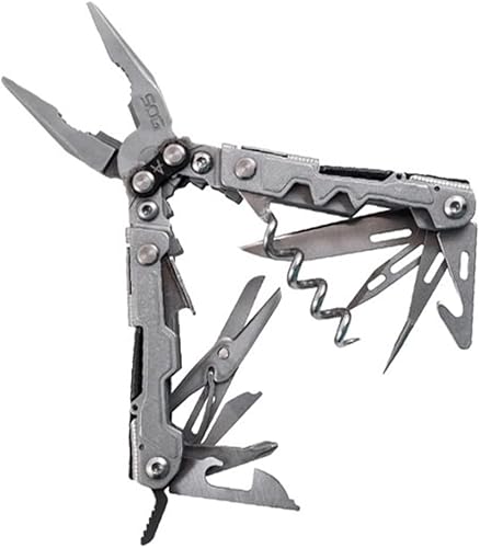 SOG PowerLite - Mini herramienta multiherramienta con 19 herramientas especiales, herramienta compacta de 5 pulgadas de largo con cuchillo,