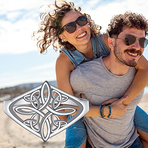 Witches Knot Ring 925 Sterling Silver Ring Celtic Knot Heart Cross High Polish Tarnish Resistant Eternity Wedding Band Stackable Ring Irish Jewelry Gifts for Women 5