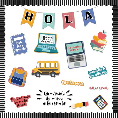 Kit Sayglossy espagnol rentrée scolaire de 55 pièces en papier découpé pour école
