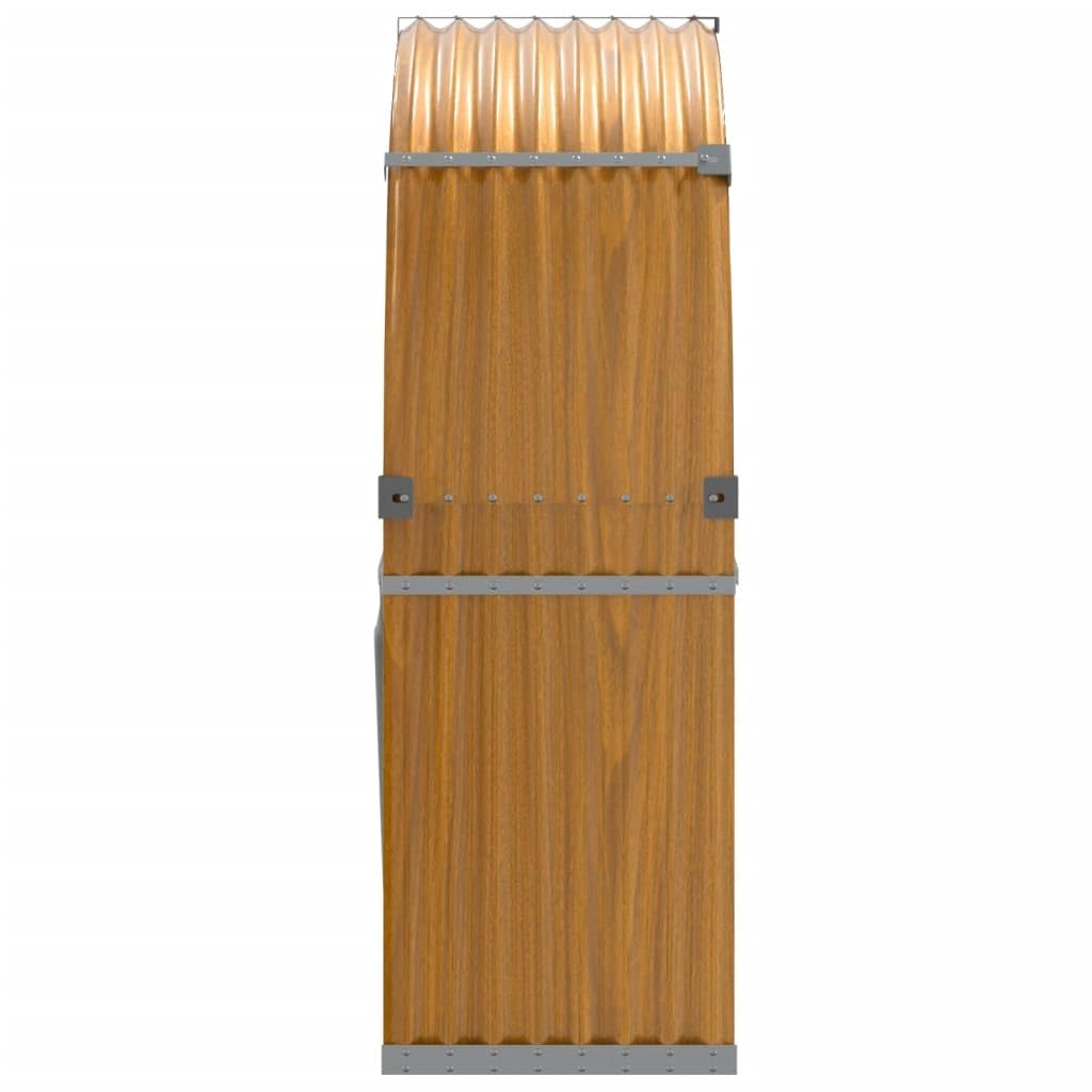 Mangloder Kaminholzunterstand in Holzoptik aus verzinktem Stahl 120 x 45 x 140 cm, Brennholz Regal für Outdoor und Indoor, mit 2 Haken, Lagerung für Kamin und Ofen