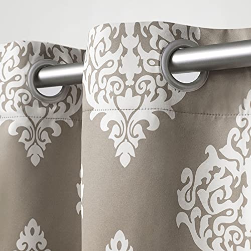 Exclusive Home Curtains Medallion Woven Blackout Grommet Top Panel Pair, Taupe, 52x84, 2 Piece, W 52" x L 84" (2 Panels) - Image 3
