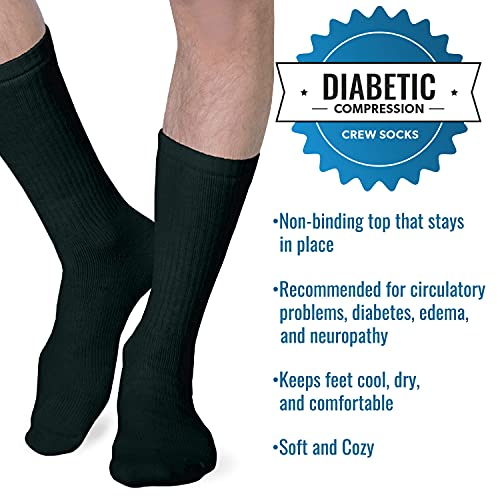 Image of Heelbo Diabetic Socks for Sensitive Feet Without Elastic for Men and Women for Circulatory Problems, Edema and Neuropathy, Mild Compression, Black, Small
