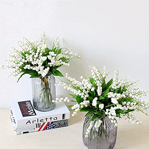 Tinsow 20 Pcs Artificial Lily Of The Valley Faux Flowers Bell Orchid Wedding Bouquet, May Flower For Home Garden Wedding Party (20) #TOP6