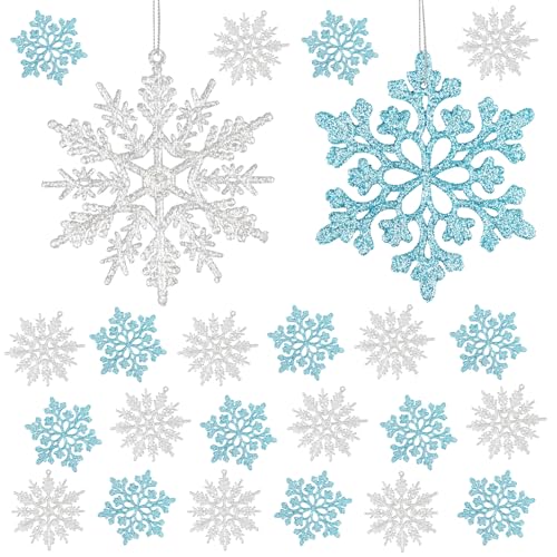 Schneeflocken Deko Weihnachten, 24 Stück Weihnachtsbaumschmuck,...